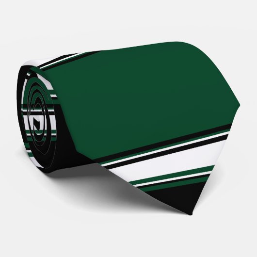 White Black en Evergreen Stropdas (Opgerold)