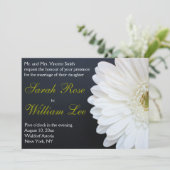 White, Black en Gold Daisy Wedding Invitation Kaart (Staand voorkant)