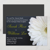 White, Black en Gold Daisy Wedding Invitation Kaart (Voorkant / Achterkant)