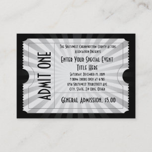 White + Black Event Ticket, Lg Visitekaartje Size