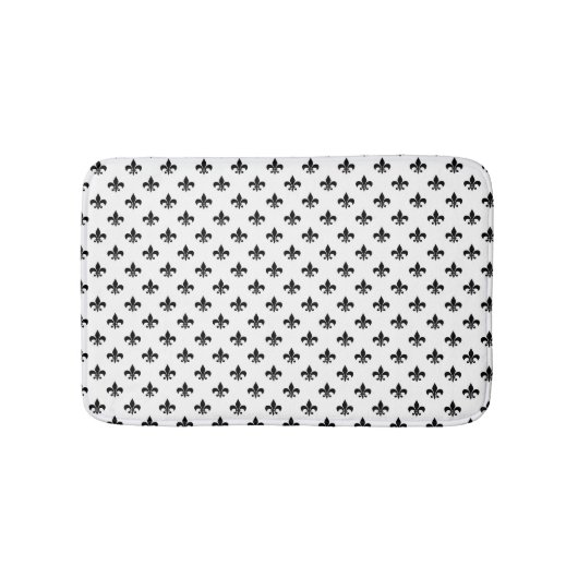 White Black Fleur De Lis Delicate Mardi Gras Badmat (Voorkant)