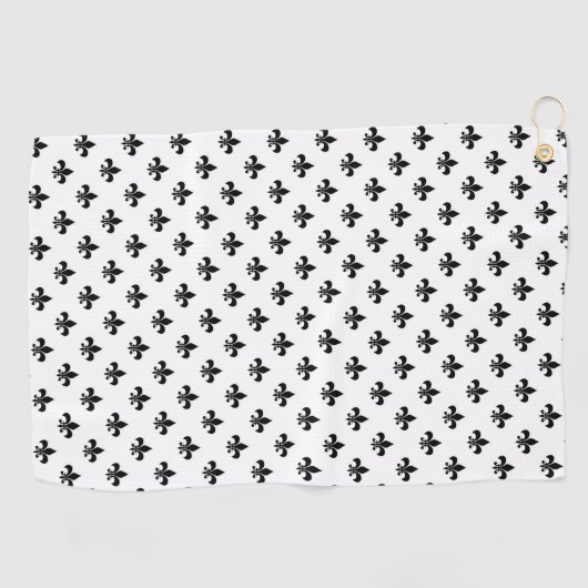 White Black Fleur De Lis Delicate Mardi Gras Golfhanddoek (Horizontaal)