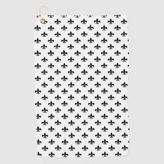 White Black Fleur De Lis Delicate Mardi Gras Golfhanddoek (Voorkant)