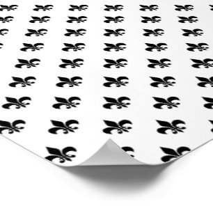 White Black Fleur De Lis Delicate Mardi Gras Poster