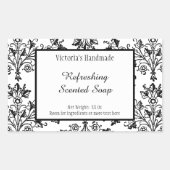 White Black Floral Damask Editable Soap Stickers (Voorkant)