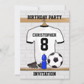 White Black Football Soccer Jersey Birthday Party Kaart (Voorkant)