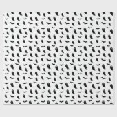 White & Black Fun Halloween Ghost & Bats Pattern Cadeaupapier (Vlak)