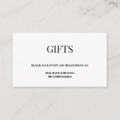 White/Black Gift Registry Enclosure Card Informatiekaartje (Voorkant)