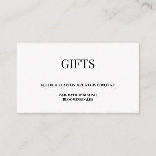 White/Black Gift Registry Enclosure Card Informatiekaartje