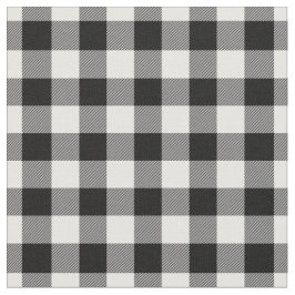 White & Black Gingham Plaid Stof