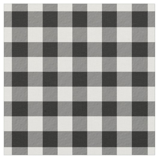 White & Black Gingham Plaid Stof (Close Up)