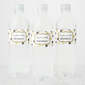 White Black Gold Confetti - Aangepaste geboortedag Waterfles Etiket (Flessen)