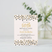White Black Gold Confetti Glitter 50th Birthday Kaart (Staand voorkant)