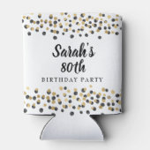 White Black Gold Confetti Glitter 80th Birthday Blikjeskoeler (Achterkant)