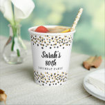 White Black Gold Confetti Glitter 80th Birthday Papieren Bekers<br><div class="desc">Elegante zwarte en gouden confetti glitter op een witte 80ste verjaardagsfeestje papieren beker. Gepersonaliseerd met de naam van de eregast en haar leeftijd.</div>