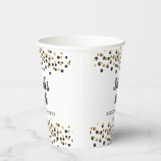 White Black Gold Confetti Glitter 80th Birthday Papieren Bekers (Rechts)