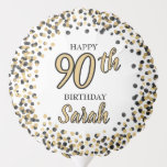 White Black Gold Confetti Glitter 90th Birthday Ballon<br><div class="desc">Elegante zwarte en gouden confetti glitter op witte 90e verjaardagsfeest luchtgevulde ballon voor vrouwen. Deze ballonnen zijn aan beide zijden bedrukt. Neem contact met mij op voor hulp bij uw aanpassingen of om aanvullende matching- of coördinerende Zazzle-producten voor uw feest aan te vragen.</div>