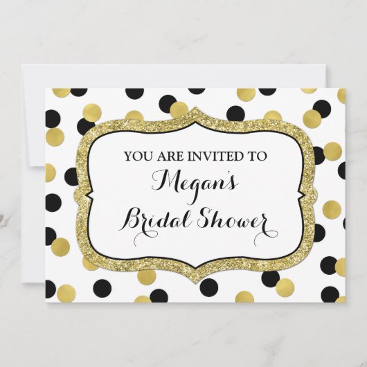 White Black Gold Confetti Vrijgezellenfeest Kaart (Voorkant)