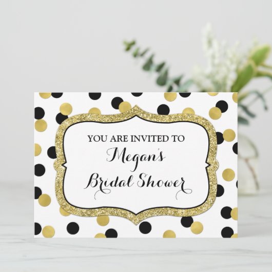 White Black Gold Confetti Vrijgezellenfeest Kaart (Staand voorkant)