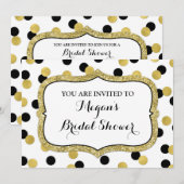 White Black Gold Confetti Vrijgezellenfeest Kaart (Voorkant / Achterkant)