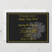 White Black Gold Daisy Wedding Invitation Kaart (Achterkant)