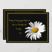White Black Gold Daisy Wedding Invitation Kaart (Voorkant / Achterkant)