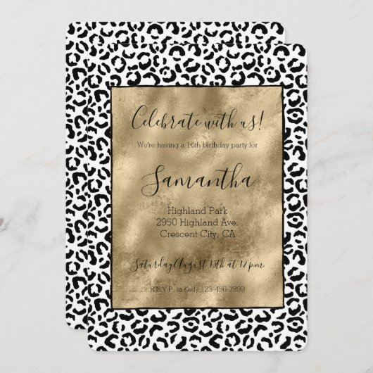 White Black Gold-leopardprinter Kaart (Voorkant / Achterkant)