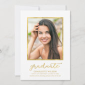 White Black Gold Photo Afstuderen Aankondiging (Voorkant)