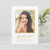 White Black Gold Photo Afstuderen Aankondiging (Staand voorkant)