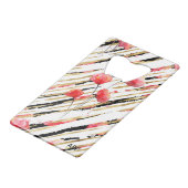 *~* White Black Gold Red Poppy Pattern Creditkaart Flessenopener (Voorkant Gekanteld)