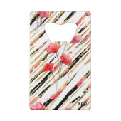 *~* White Black Gold Red Poppy Pattern Creditkaart Flessenopener (Achterkant)