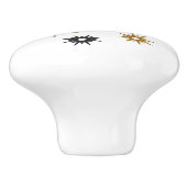 White Black & Gold Starburst Design Keramische Knop (Zijkant)