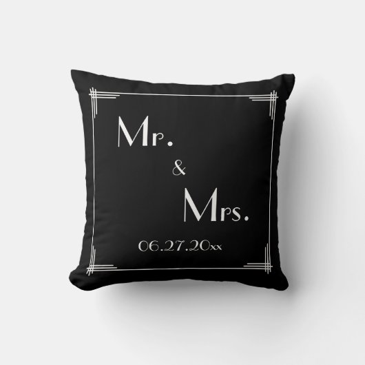 White Black Great Gatsby Art Deco Wedding Kussens (Voorkant)