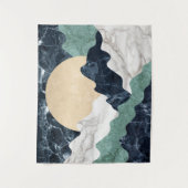 White Black Green Beige Marble Mountain Landscape Wandkleed (Voorkant)