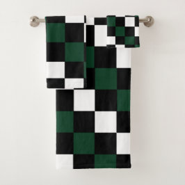 White Black Green Checkerboard Bad Handdoek