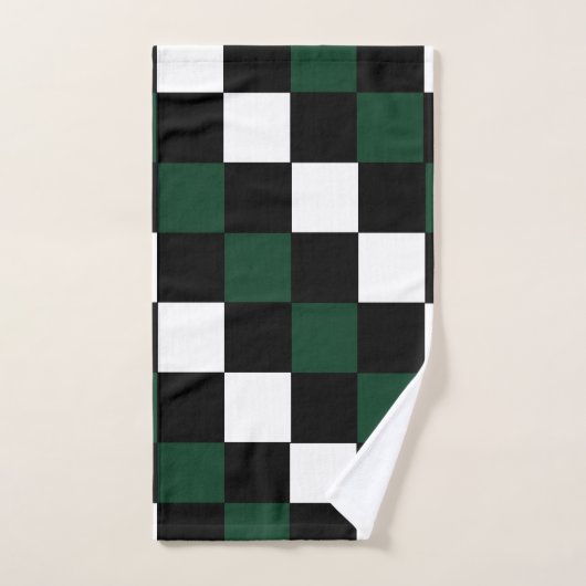 White Black Green Checkerboard Bad Handdoek (Handdoek)