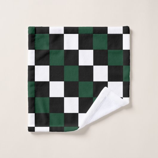 White Black Green Checkerboard Bad Handdoek (Wasdoekje)