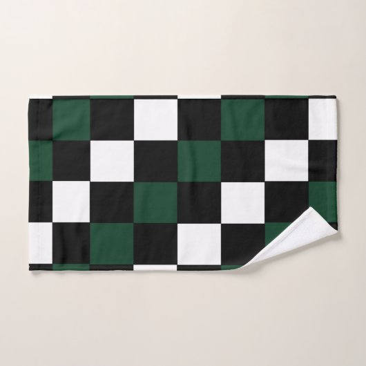 White Black Green Checkerboard Bad Handdoek (Handdoek)