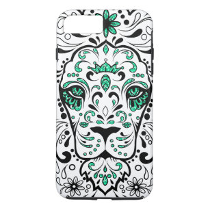 White Black & Green Glitter Lion Sugar Skull Case-Mate iPhone Case