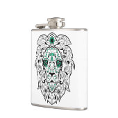 White Black & Green Glitter Lion Sugar Skull Heupfles (Links)