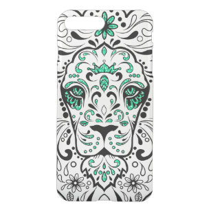 White Black & Green Glitter Lion Sugar Skull iPhone 8/7 Plus Hoesje