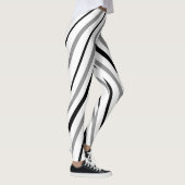 White Black Grey Chevron Stripe Pattern Leggings (Rechts)