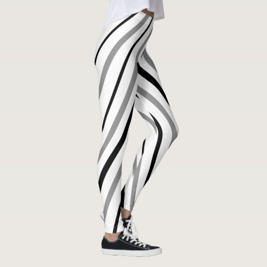 White Black Grey Chevron Stripe Pattern Leggings (Rechts)