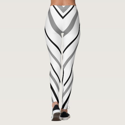 White Black Grey Chevron Stripe Pattern Leggings (Achterkant)