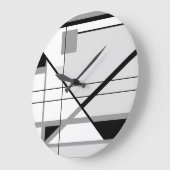 White Black Grey Geometric Abstract Grote Klok (Hoek)