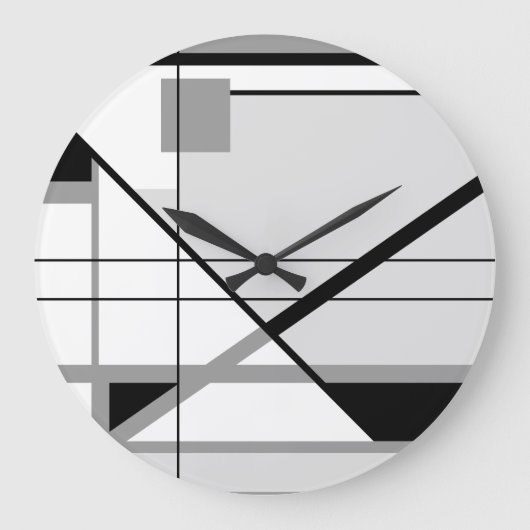 White Black Grey Geometric Abstract Grote Klok (Voorkant)