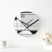 White Black Grey Geometric Abstract Grote Klok (Huis)