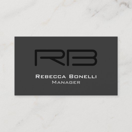 White Black Grey Monogram Manager Visitekaartje (Voorkant)