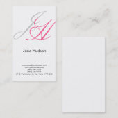 White Black Grey Monogram Simple Visitekaartje (Voorkant / Achterkant)