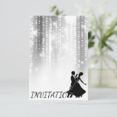 White Black Grey Night Sky Starry Dance Party Kaart (Staand voorkant)